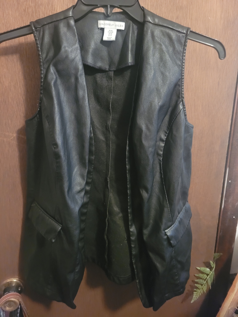 Sincerly Jules Black Faux Leather Sleeveless Vest